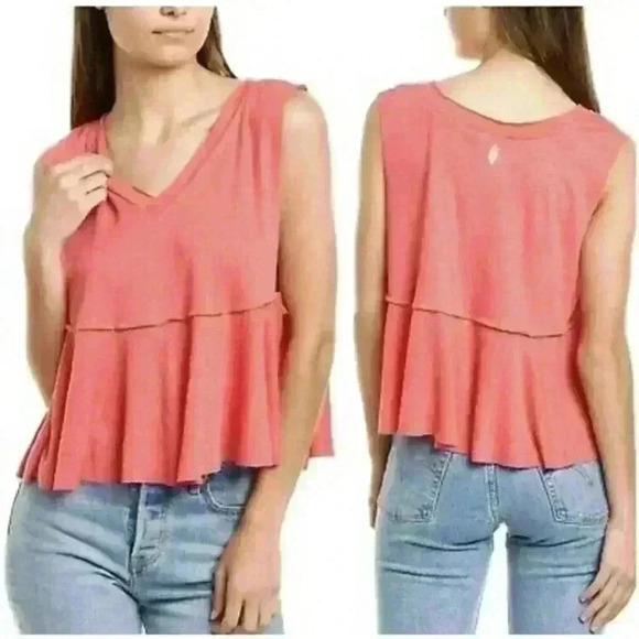 Free People fp movement Full Hearts Tank Top Hot Hibiscus Size XS - Picture 1 of 10